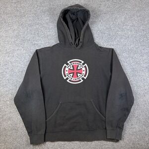 Vintage Independent Truck Company Hoodie Mens M Black Skate Distressed Y2K